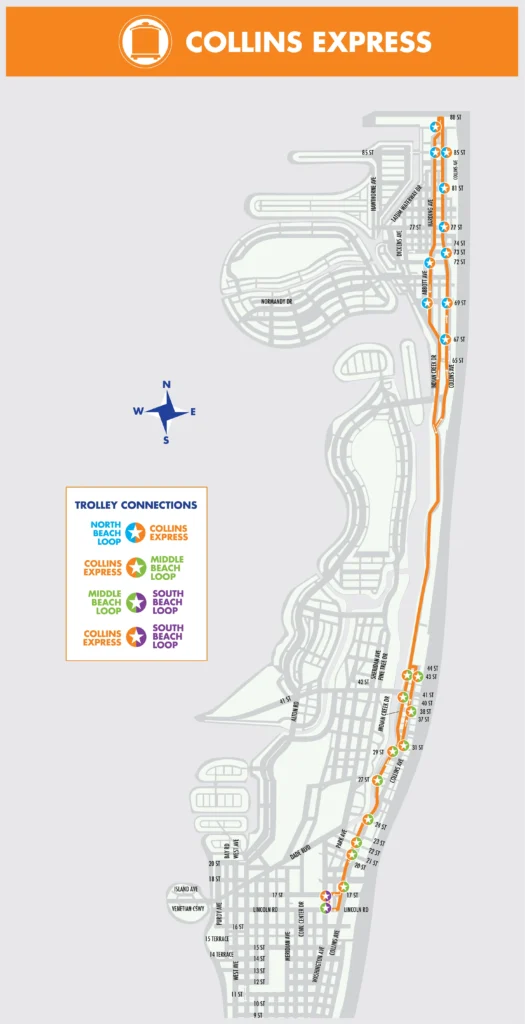 Mapa de Collins Express. Identificado con el color naranja.